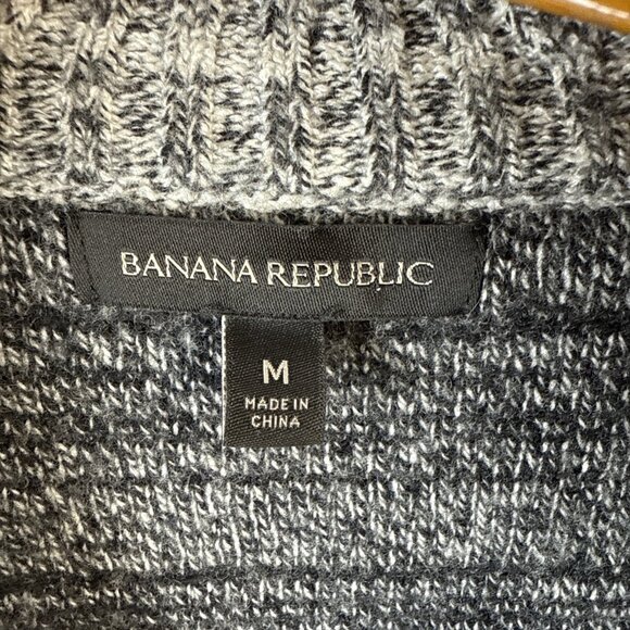 Banana Republic Cardigan Mens M Striped Shawl Collar Merino Wool Blend Grandpa - Picture 2 of 12